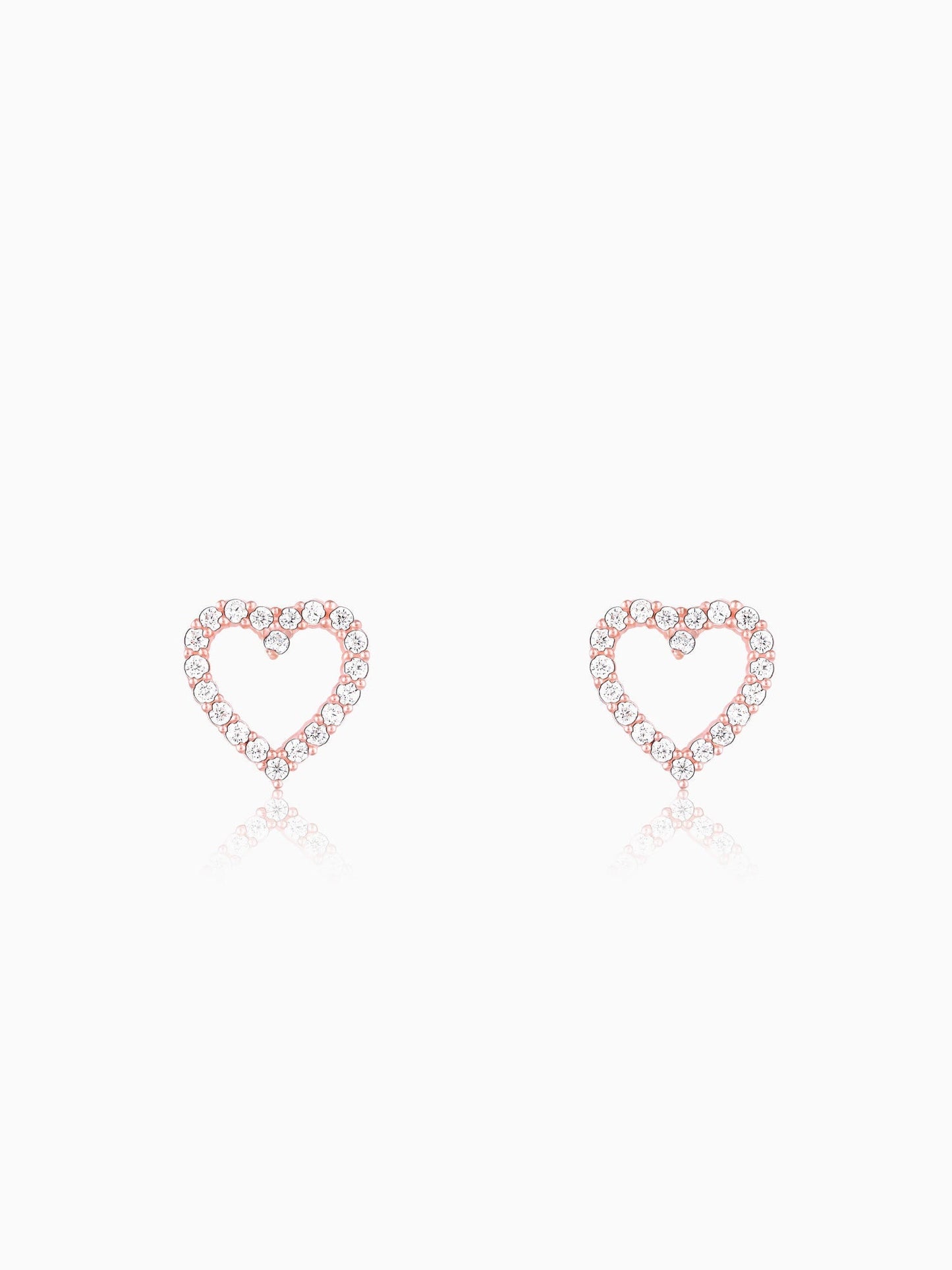 Rose Gold Studded Heart Earrings