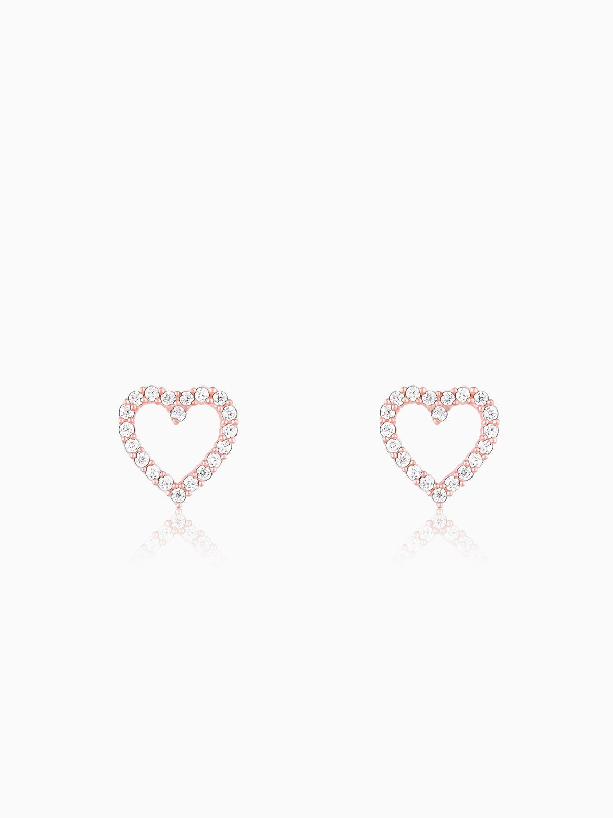 Rose Gold Studded Heart Earrings