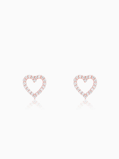 Rose Gold Studded Heart Earrings