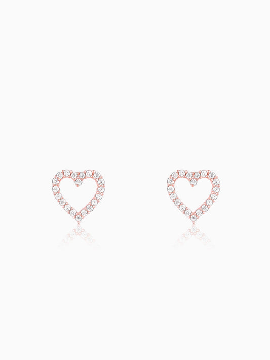 Rose Gold Studded Heart Earrings