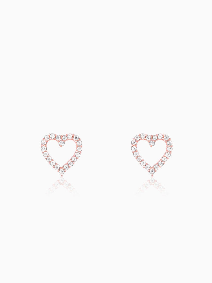 Rose Gold Studded Heart Earrings