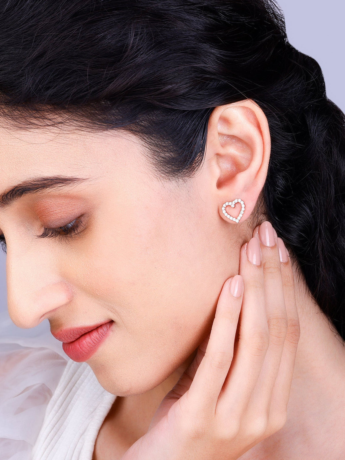Rose Gold Studded Heart Earrings