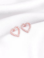 Rose Gold Studded Heart Earrings