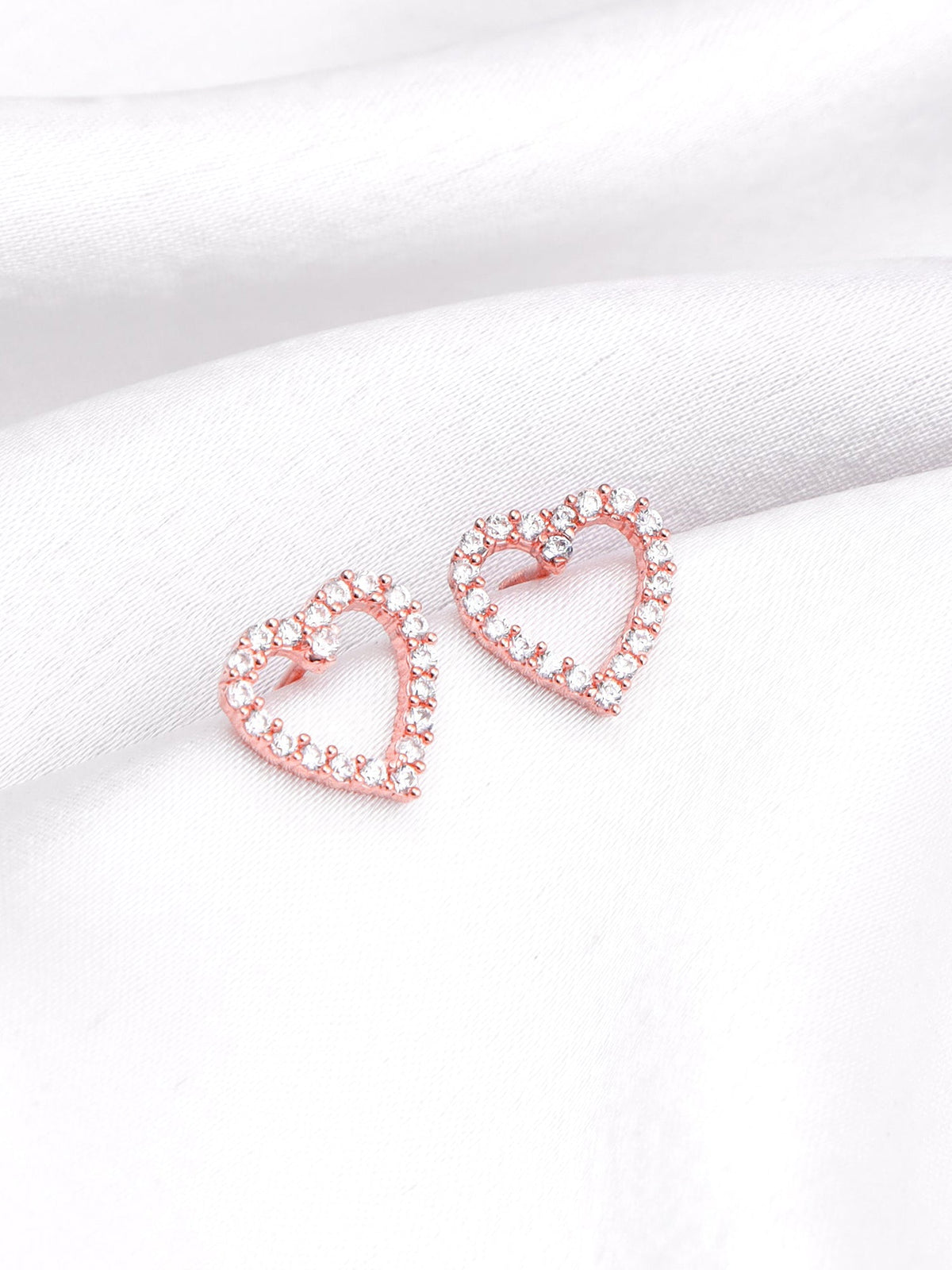 Rose Gold Studded Heart Earrings