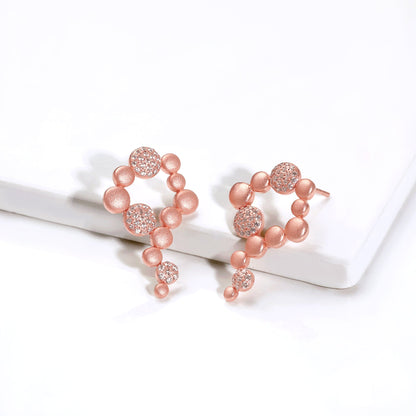Matte Rose Gold Zircon Droplet Earrings