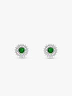 Silver Dazzling Green Earrings