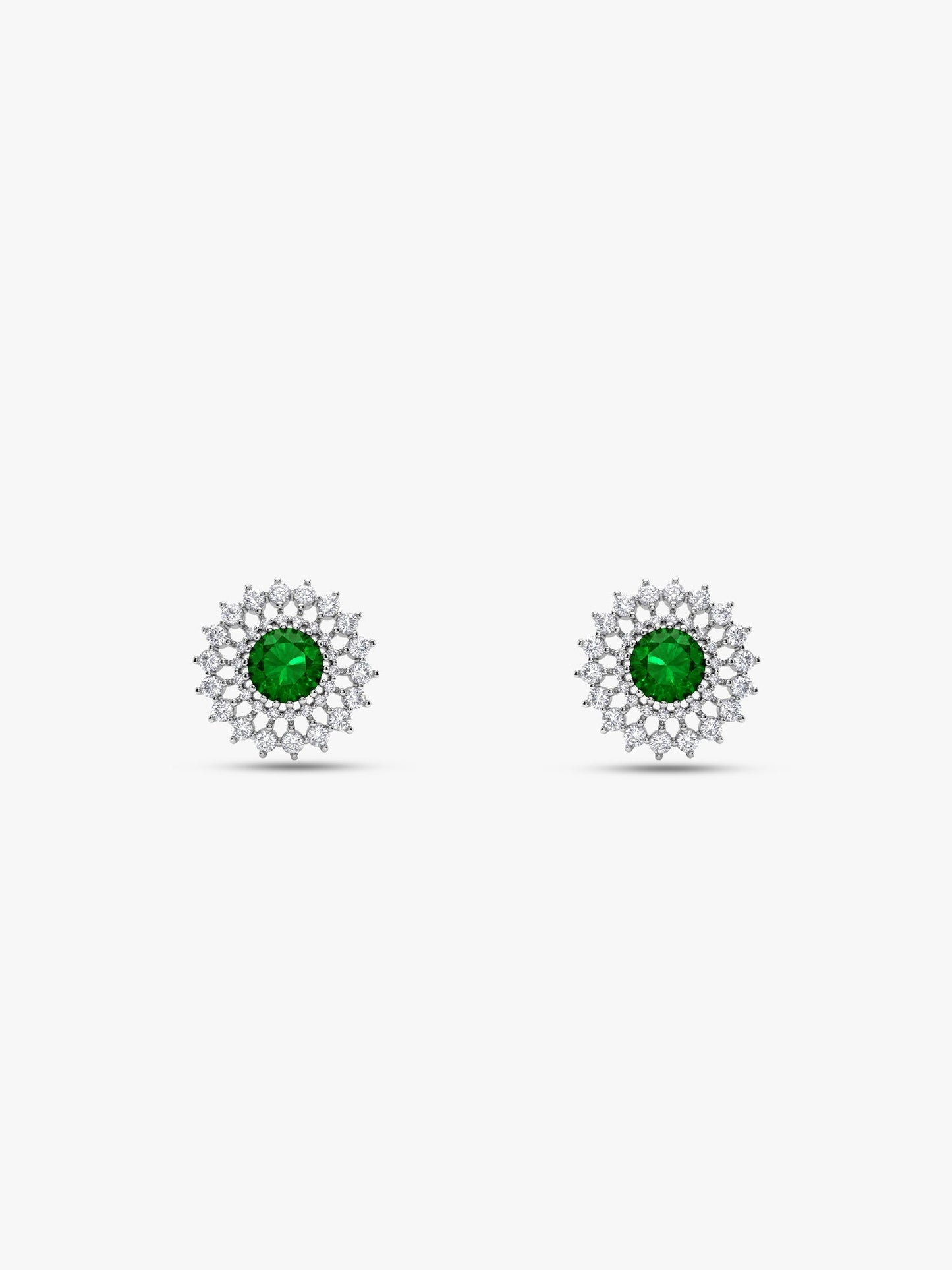 Silver Zircon Emerald Sunshine Studs