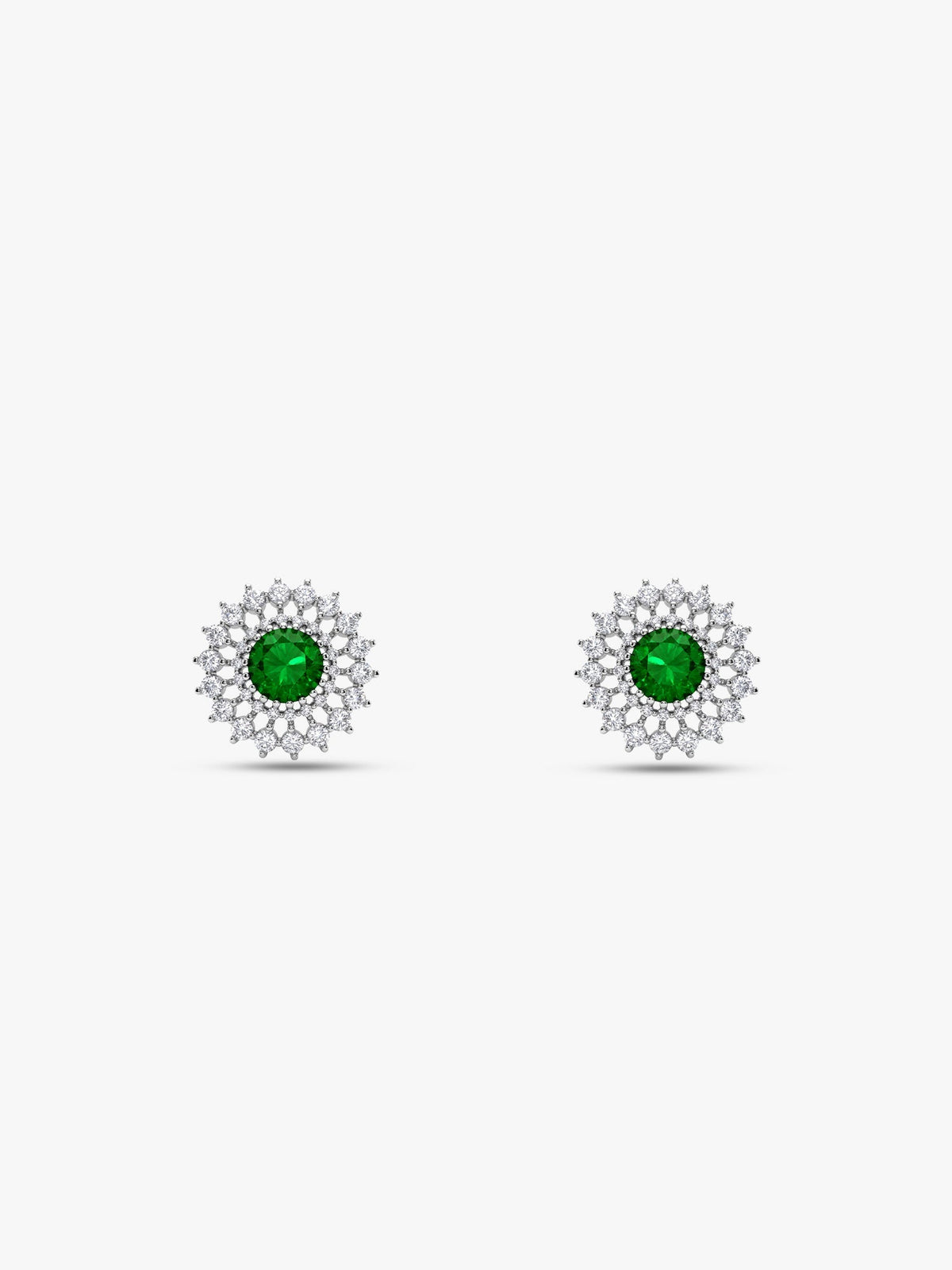 Silver Zircon Emerald Sunshine Studs