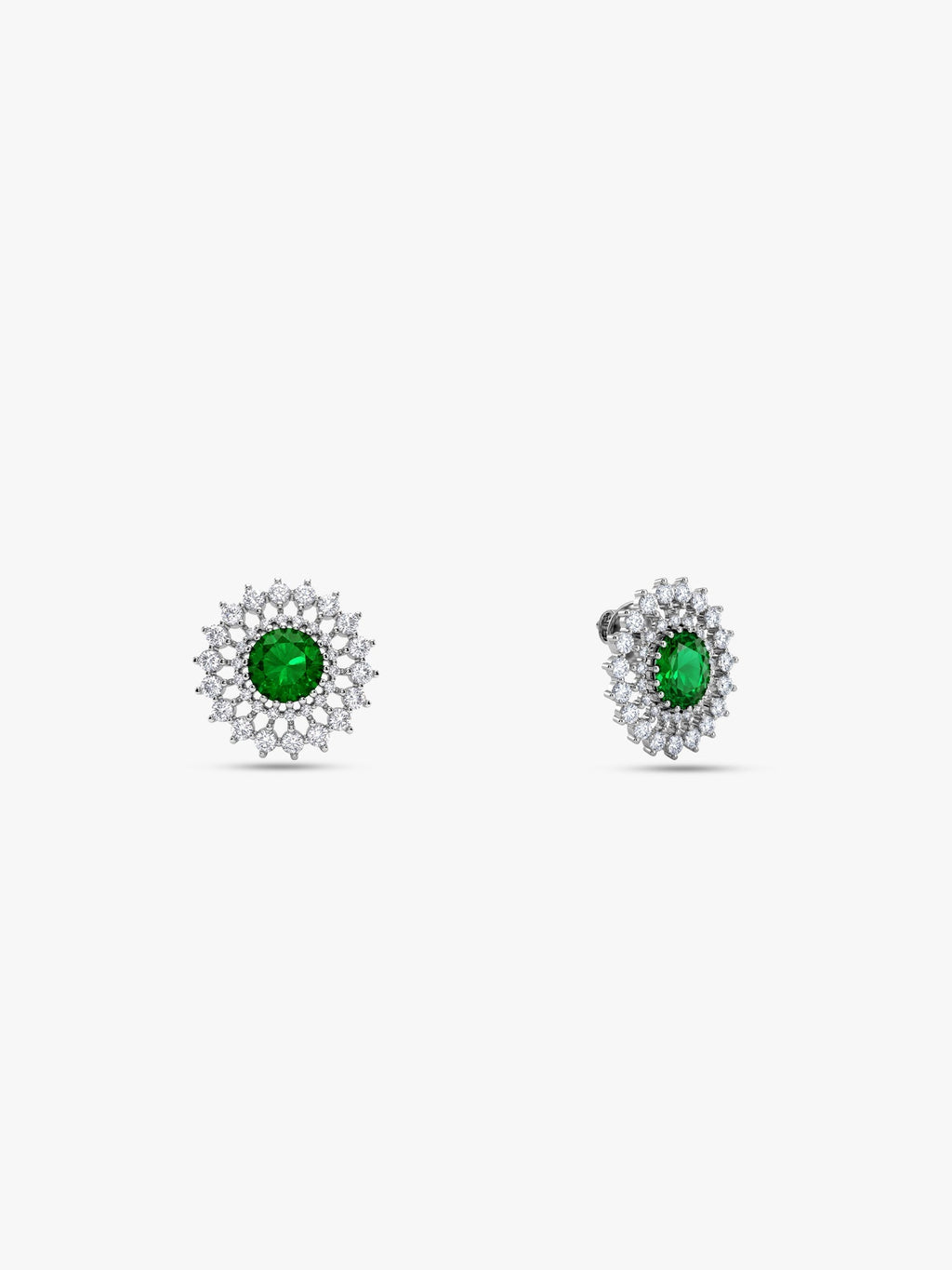Silver Dazzling Green Earrings