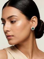Silver Dazzling Green Earrings