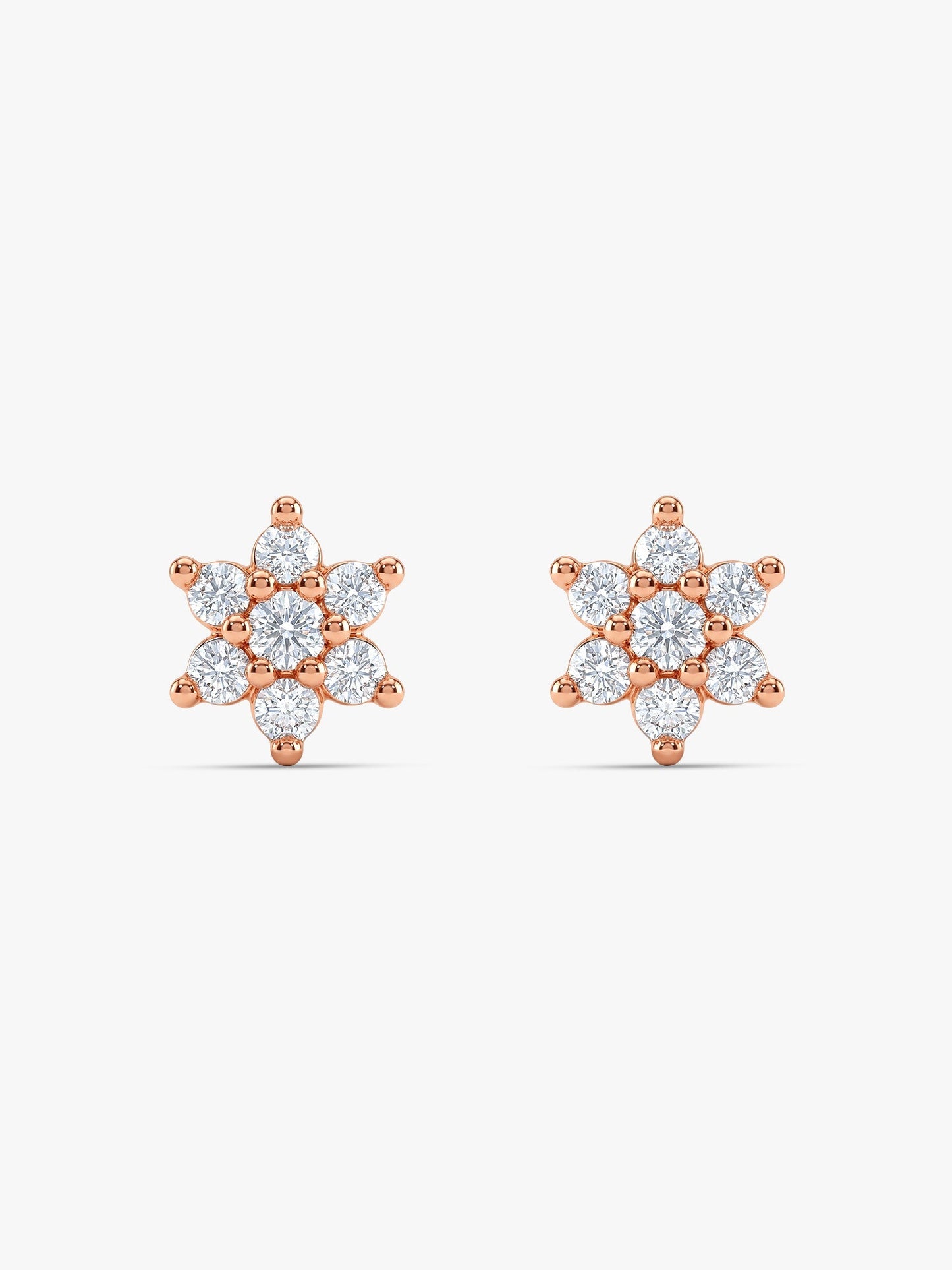 Rose Gold Shining Flower Studs