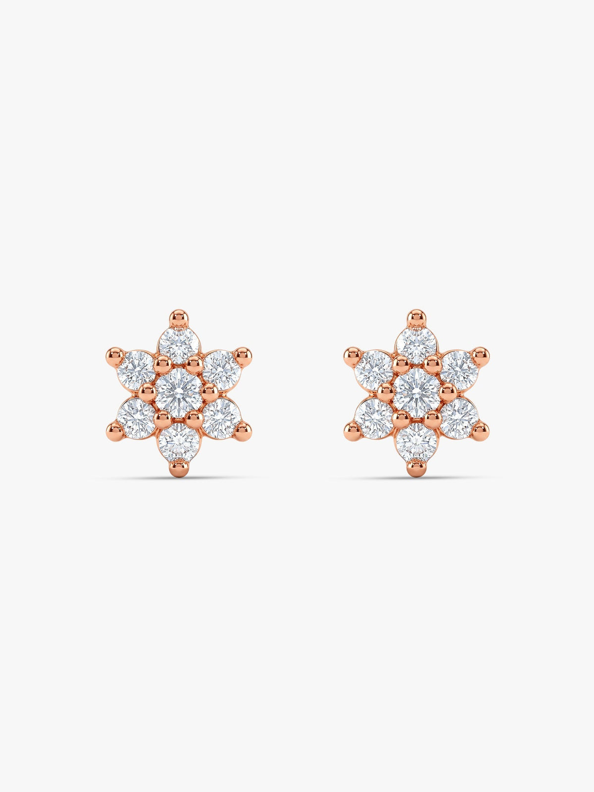 Rose Gold Shining Flower Studs