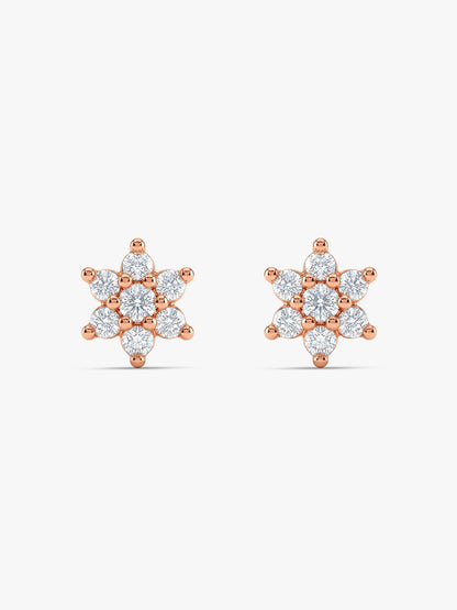 Rose Gold Shining Flower Studs