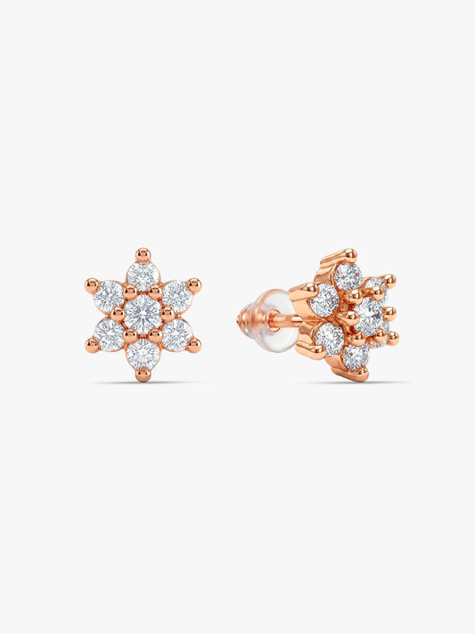 Rose Gold Shining Flower Studs