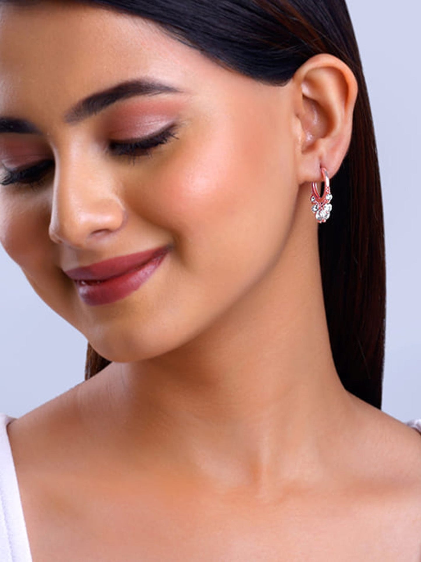 Anushka Sharma Rose Gold Charm Hoop Earrings