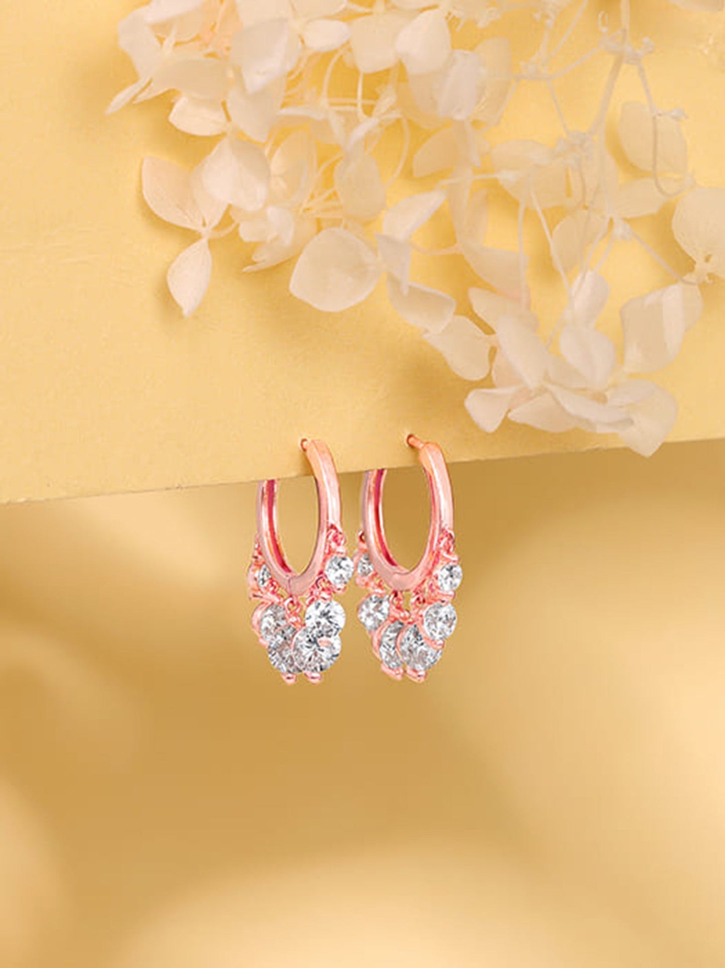Anushka Sharma Rose Gold Charm Hoop Earrings