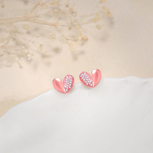 Rose Gold Made for Each Other Stud Earrings