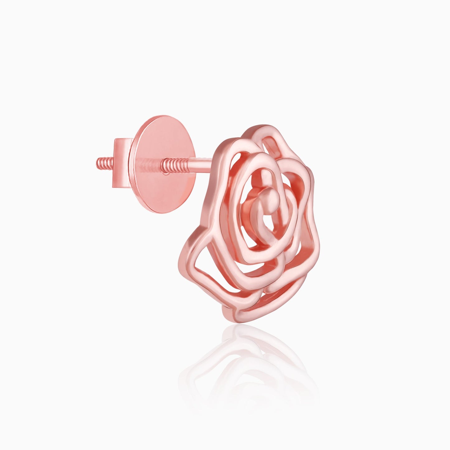Rose Gold Bed Of Roses Studs