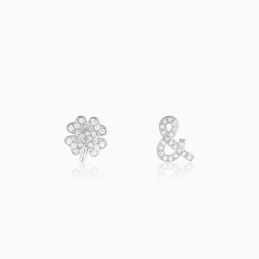 Silver Miss-Match Stud Earrings