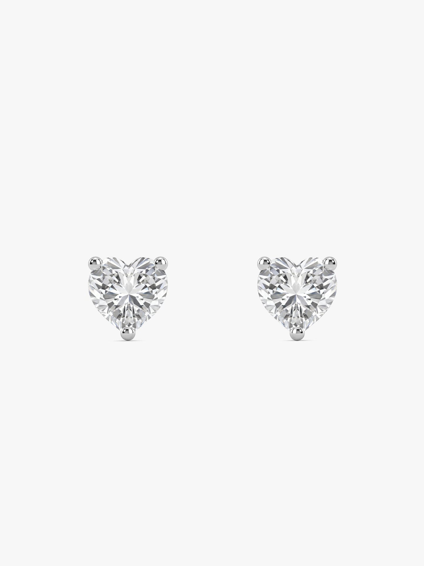 Silver Solitaire Heart Studs