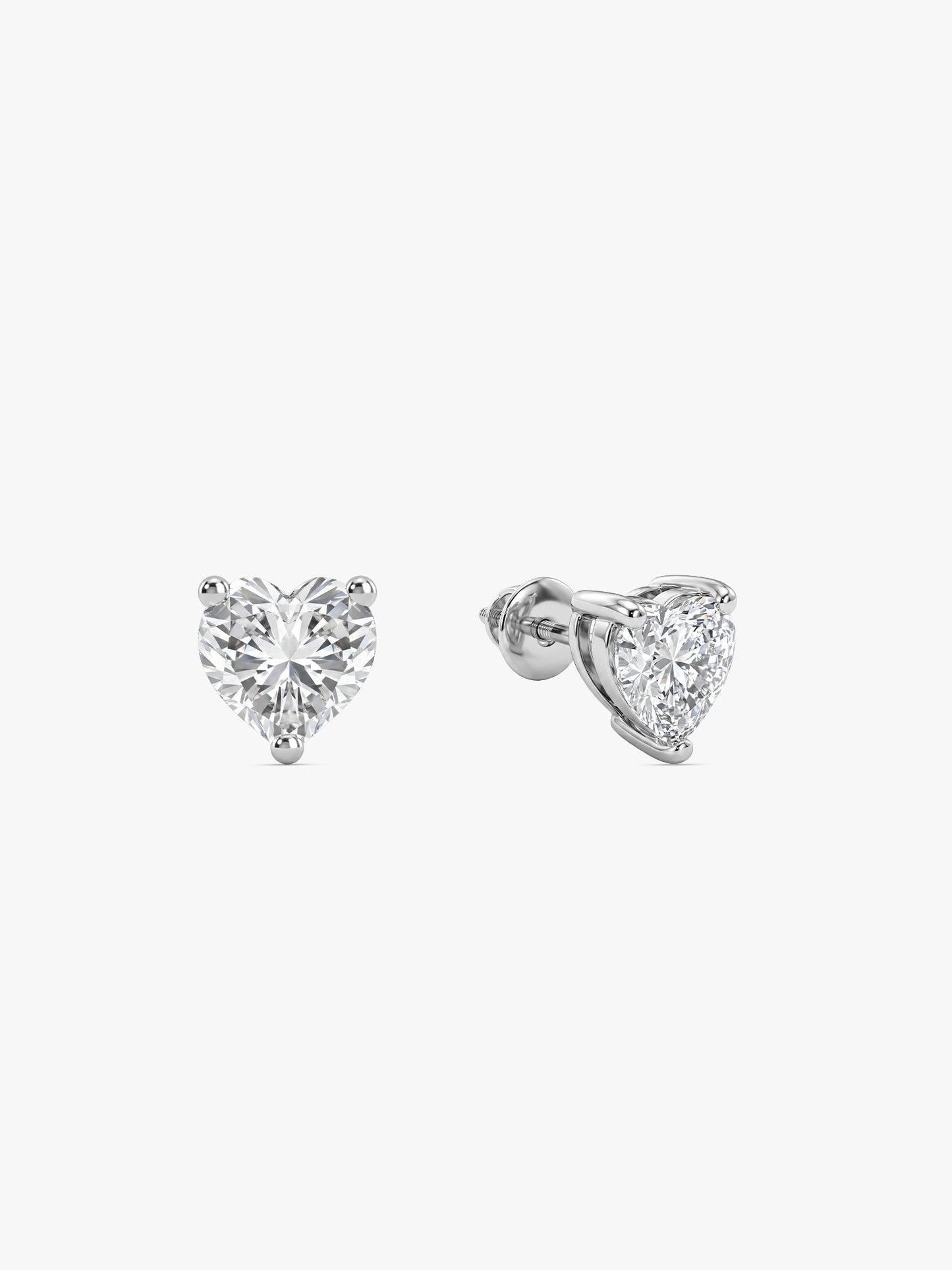 Silver Solitaire Heart Studs