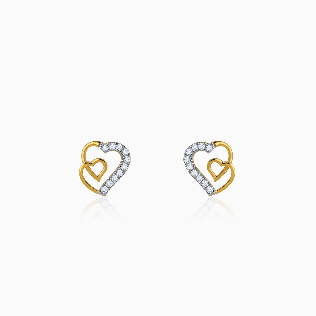 Gold Heart Linked Lab Grown Diamond Studs