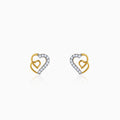 Gold Heart Linked Lab Grown Diamond Studs