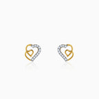 Gold Heart Linked Lab Grown Diamond Studs