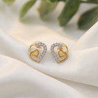Gold Heart Linked Lab Grown Diamond Studs