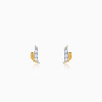 Gold Wavy Diamond Stud Earrings