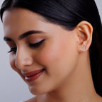Gold Wavy Diamond Stud Earrings