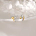 Gold Wavy Diamond Stud Earrings