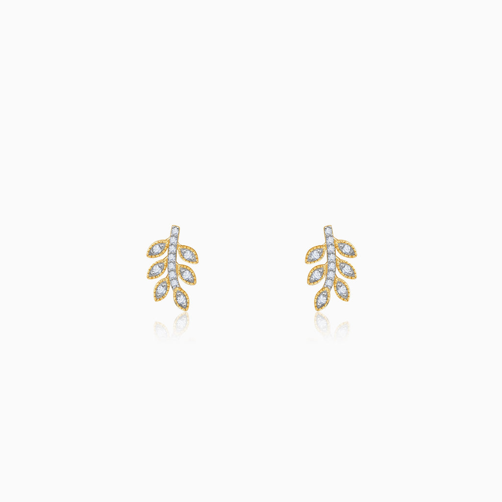 Gold Leafline Lab Grown Diamond Stud Earrings