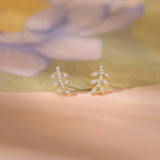 Gold Leafline Lab Grown Diamond Stud Earrings