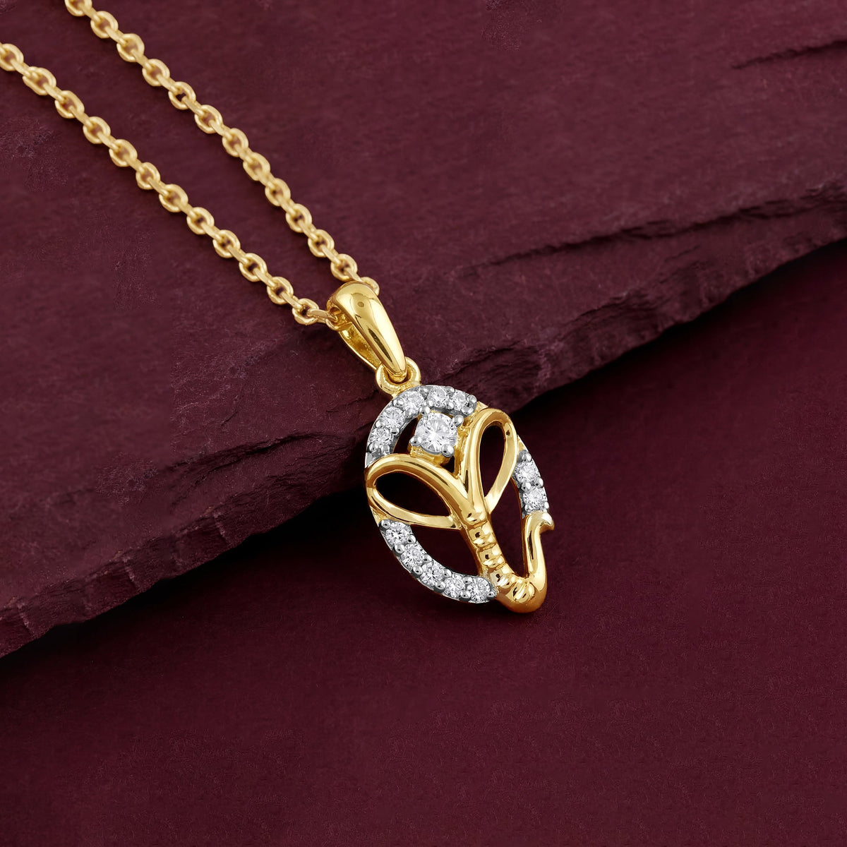 Gold Divya Ganesha Lab Grown Diamond Pendant