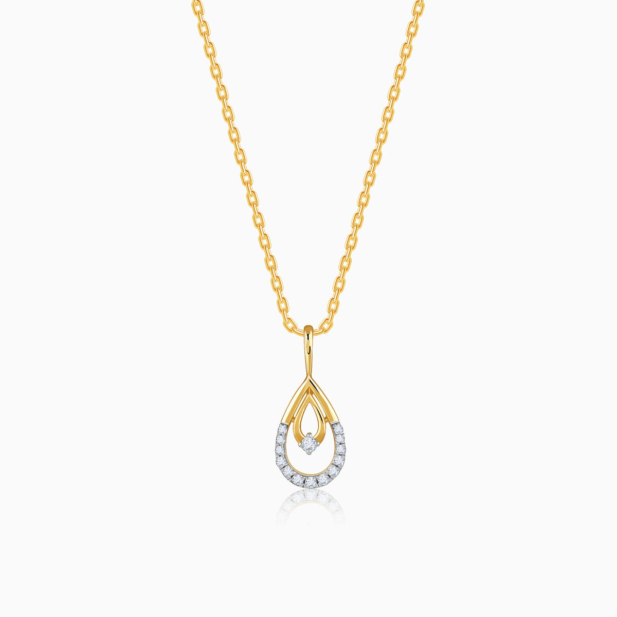 Gold Celeste Tear Lab grown Diamond Pendant