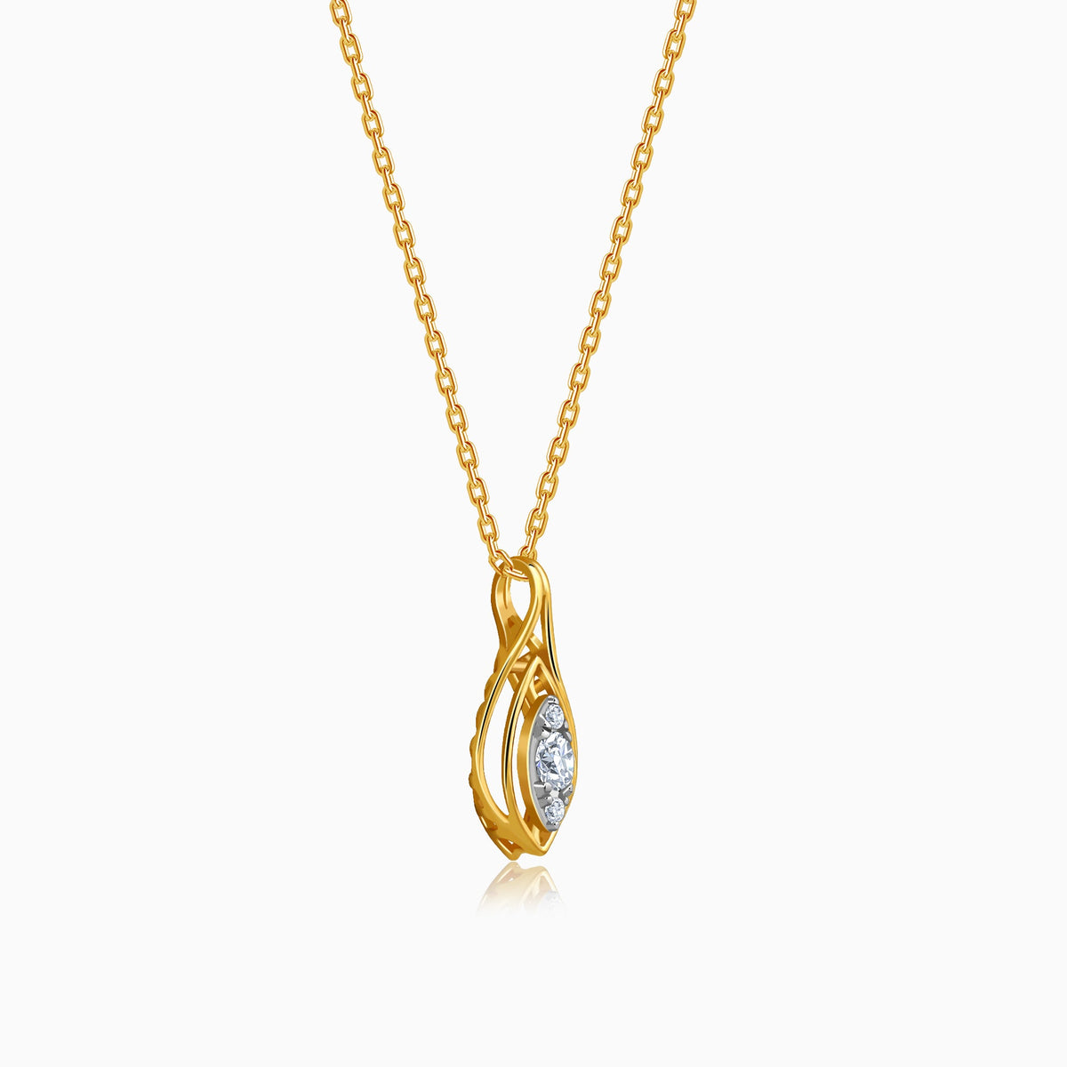 Gold Lattice Light Lab Grown Diamond Pendant