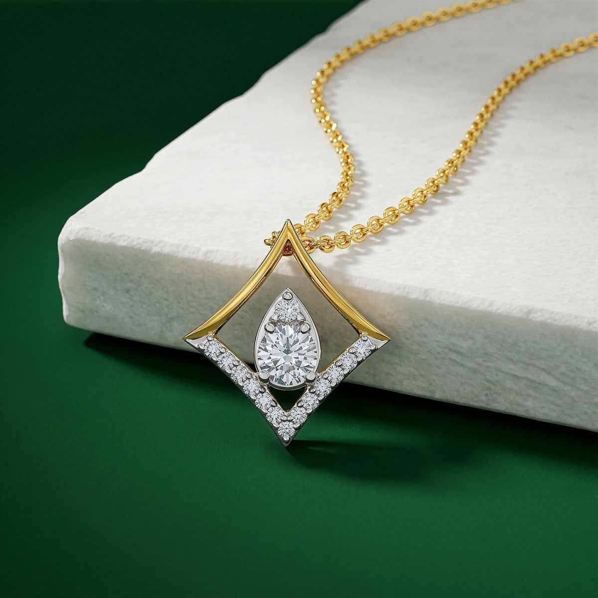 Gold Prism Poise Lab Grown Diamond Pendant