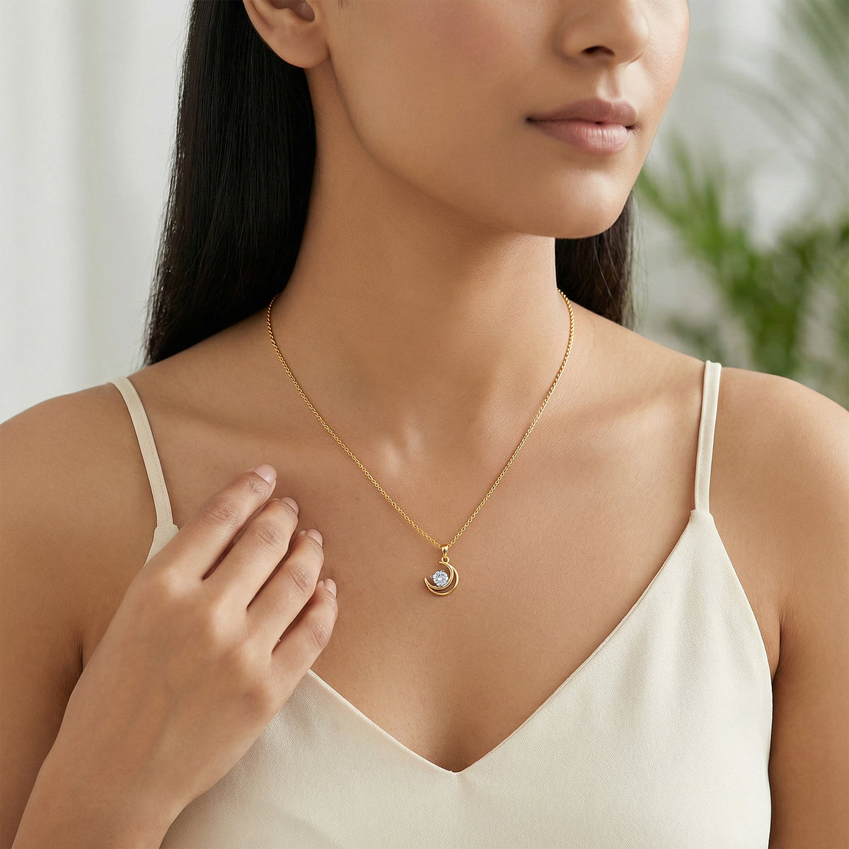 Gold Celestial Curve Lab Grown Diamond Pendant