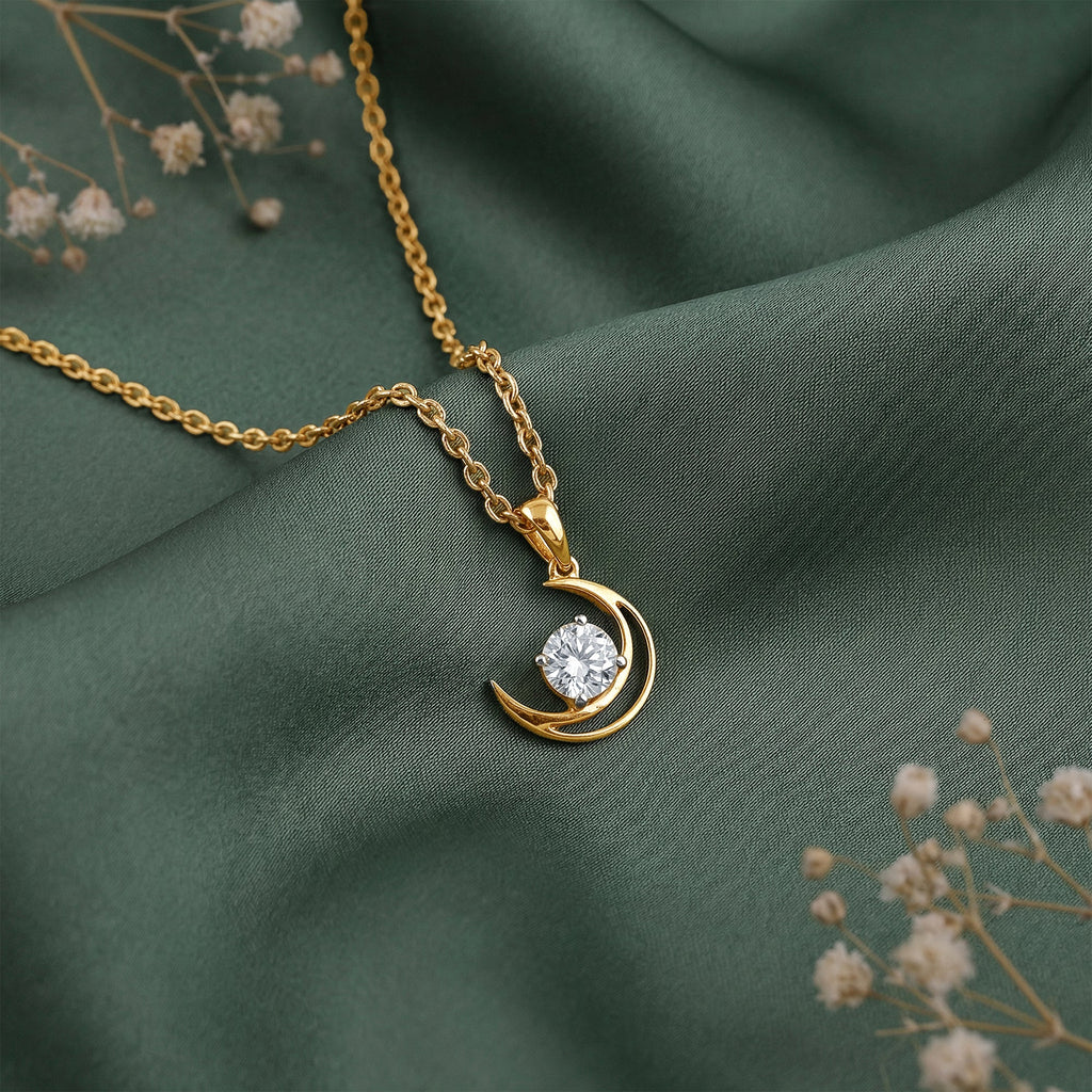 Gold Celestial Curve Lab Grown Diamond Pendant