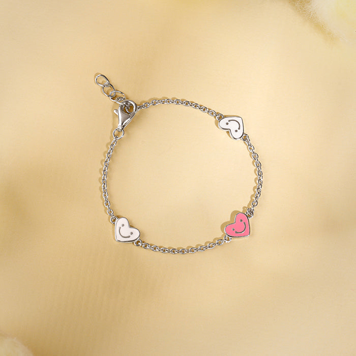 Silver Smiley Love Kids Bracelet (0 - 2 Years)