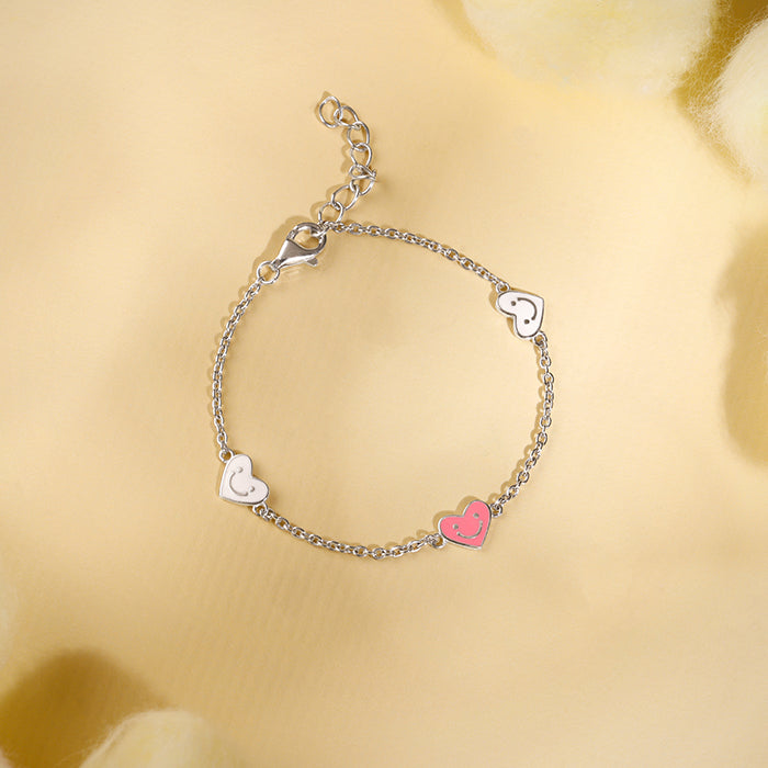 Silver Smiley Love Kids Bracelet (2 - 8 Years)