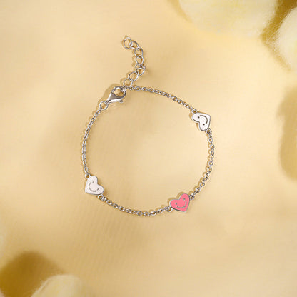 Silver Smiley Love Kids Bracelet (2 - 8 Years)