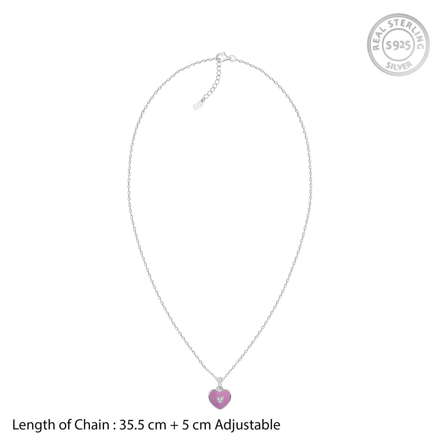 Silver Purple Heartie Kids Pendants With Link Chain