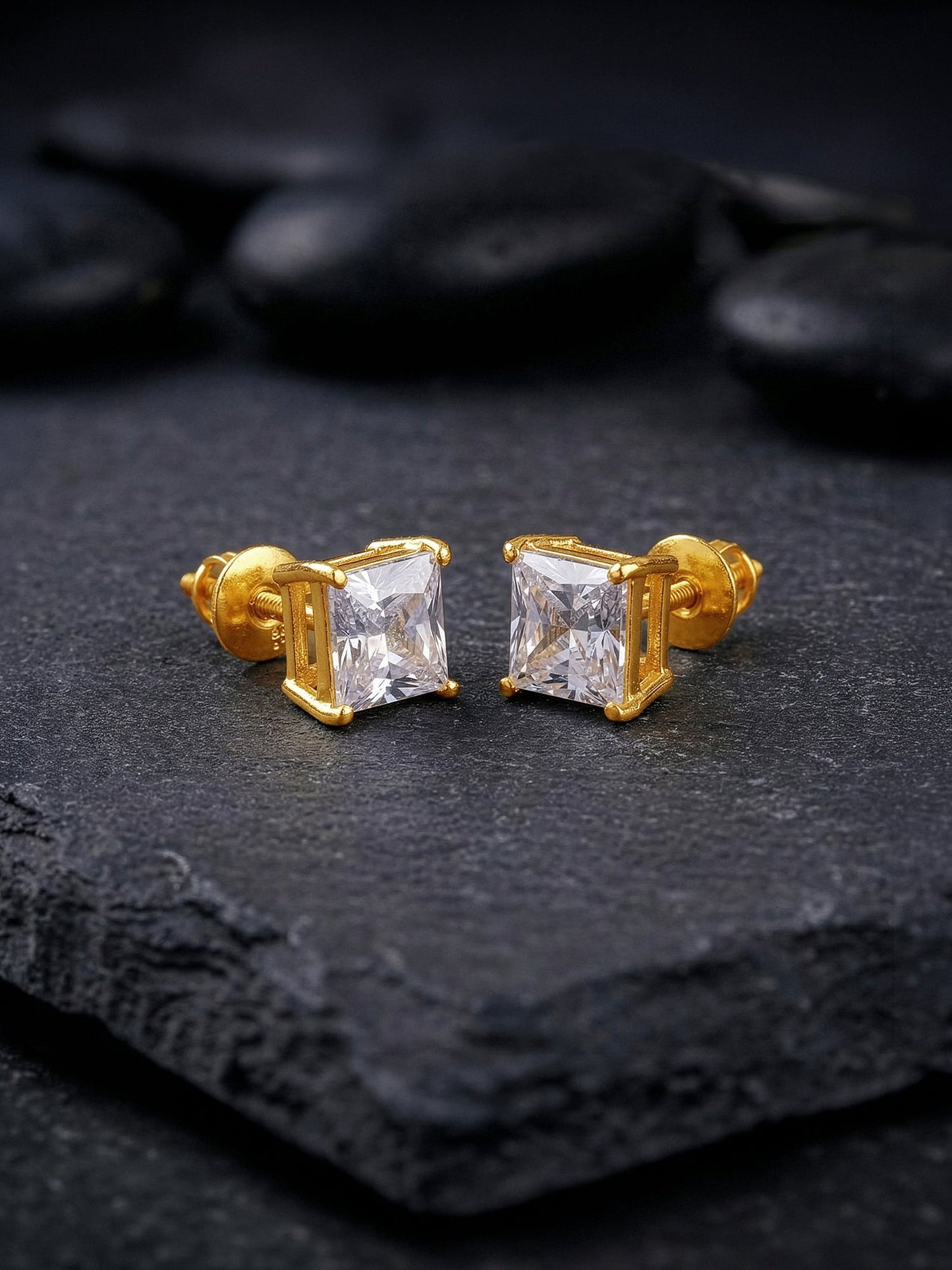 Golden Classy Zirconia Stud For Him