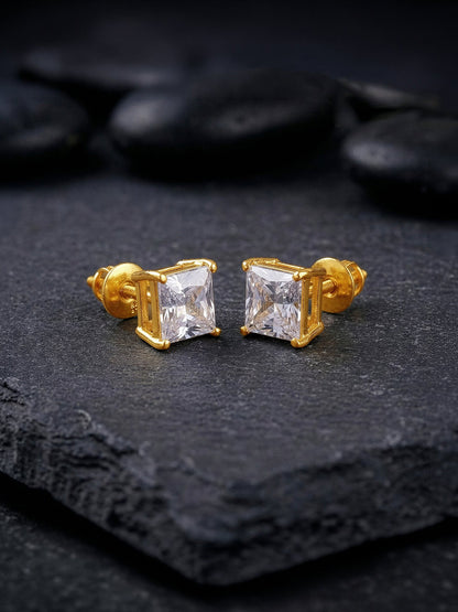 Golden Classy Zirconia Stud For Him