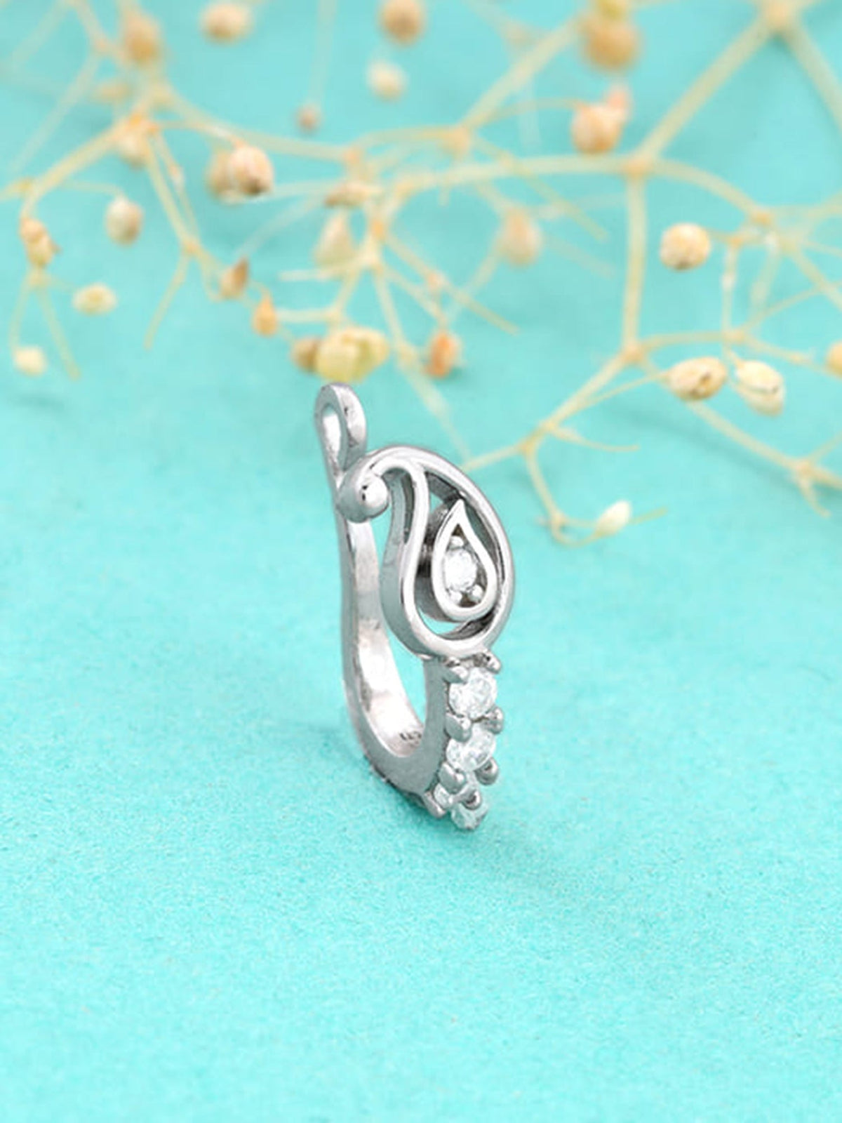 Silver Mango Fusion Nose Pin (Clip On)