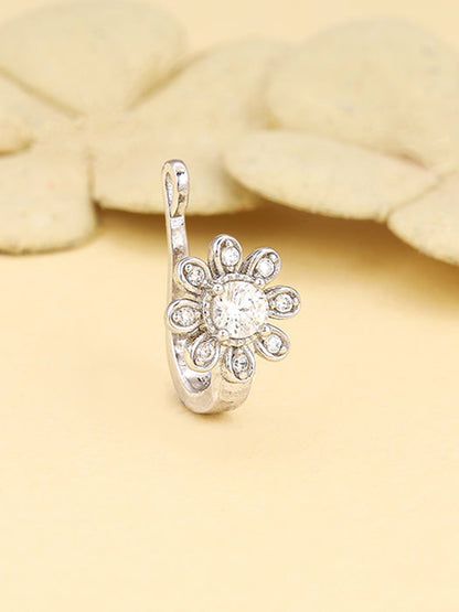 Silver Floral Fantasy Nose Pin (Clip On)