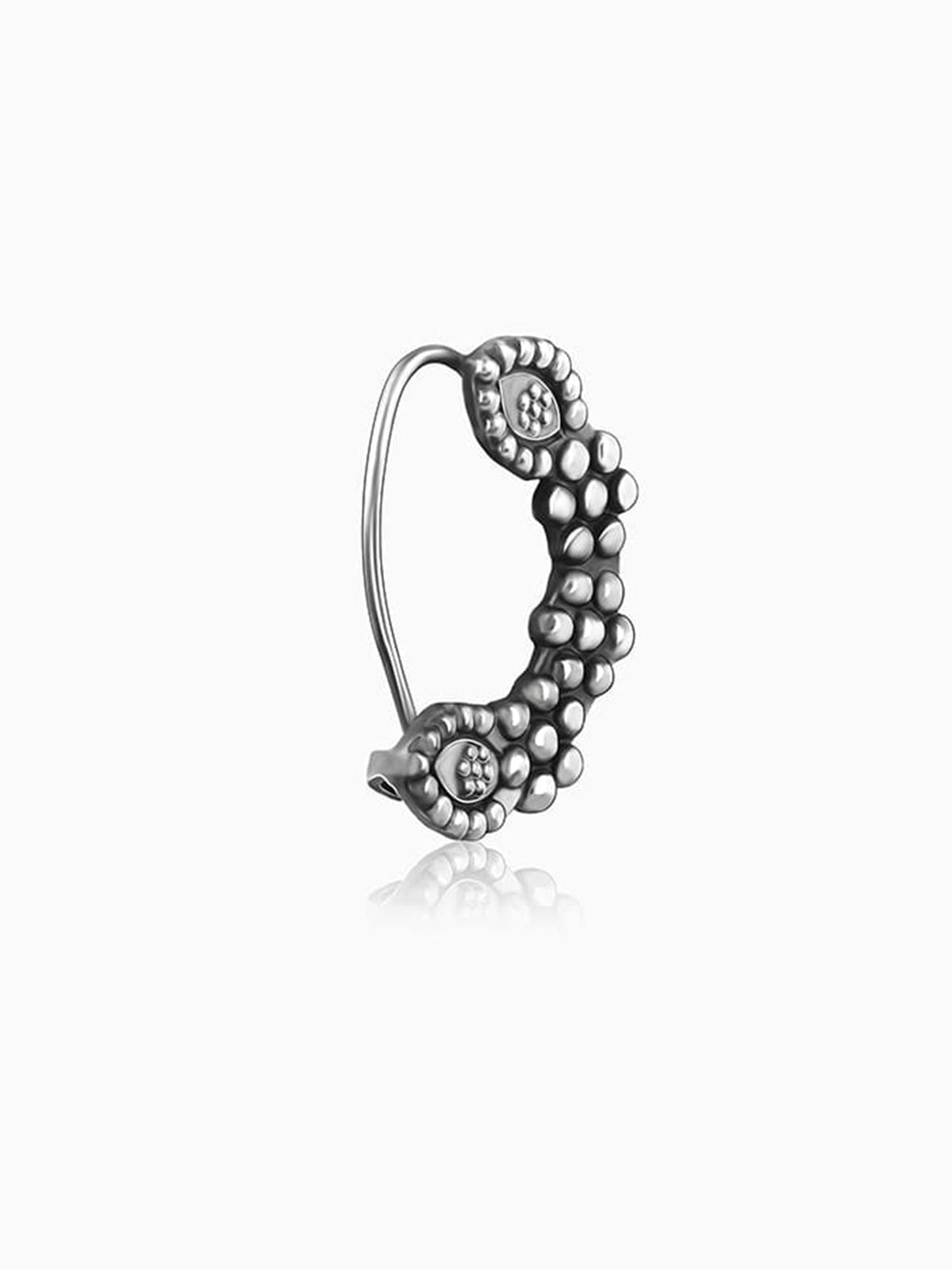 Oxidised Silver Beaded Nose Ring