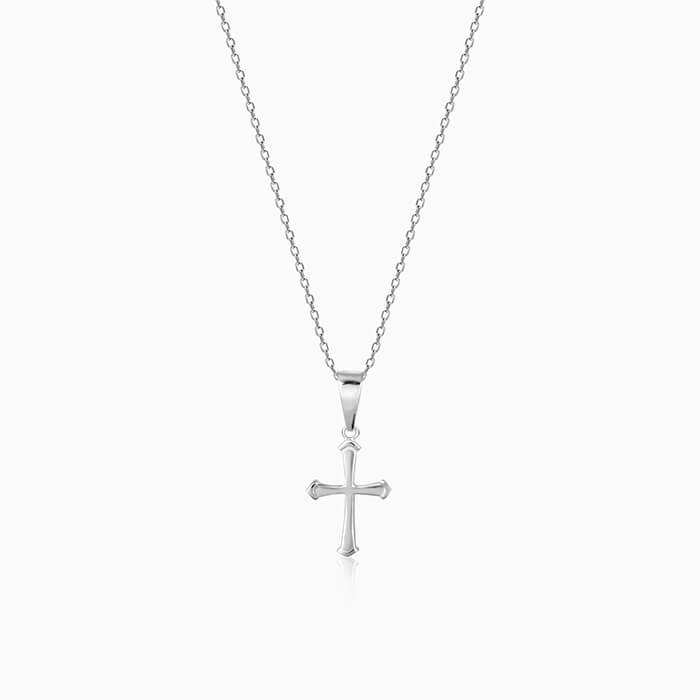Silver Latin Holy Cross Pendant with Link Chain